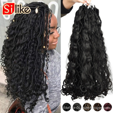 Goddess Faux locs Crochet Hair Soft Locs Wavy Crochet Braids Dreadlocks Curly Wavy Braiding Hair Extensions 12 Strands  Braids